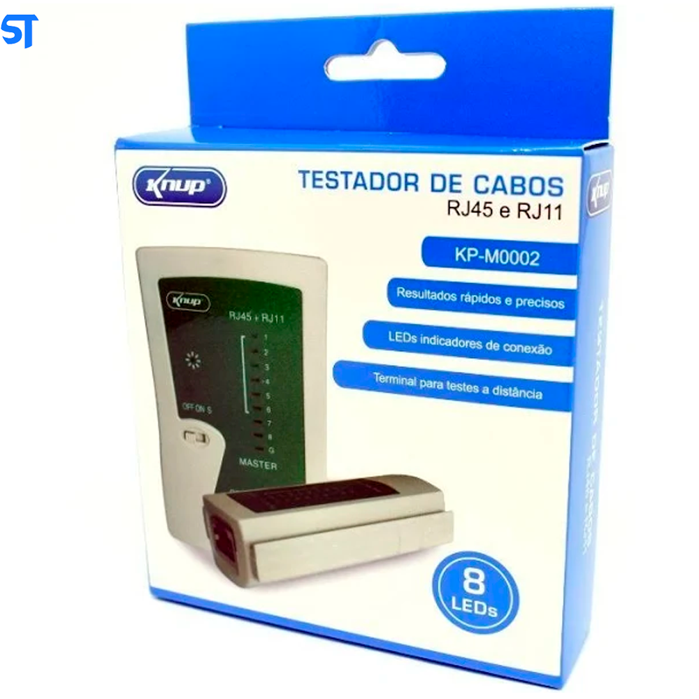 Testador De Cabo De Rede RJ45 - RJ11 KP-M0002