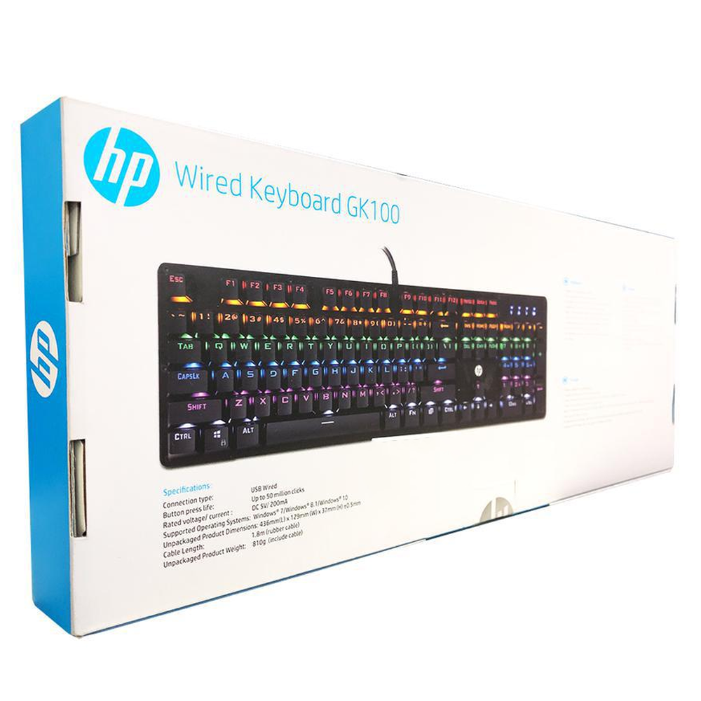 Teclado USB Gamer Mecanico GK100 LED HP
