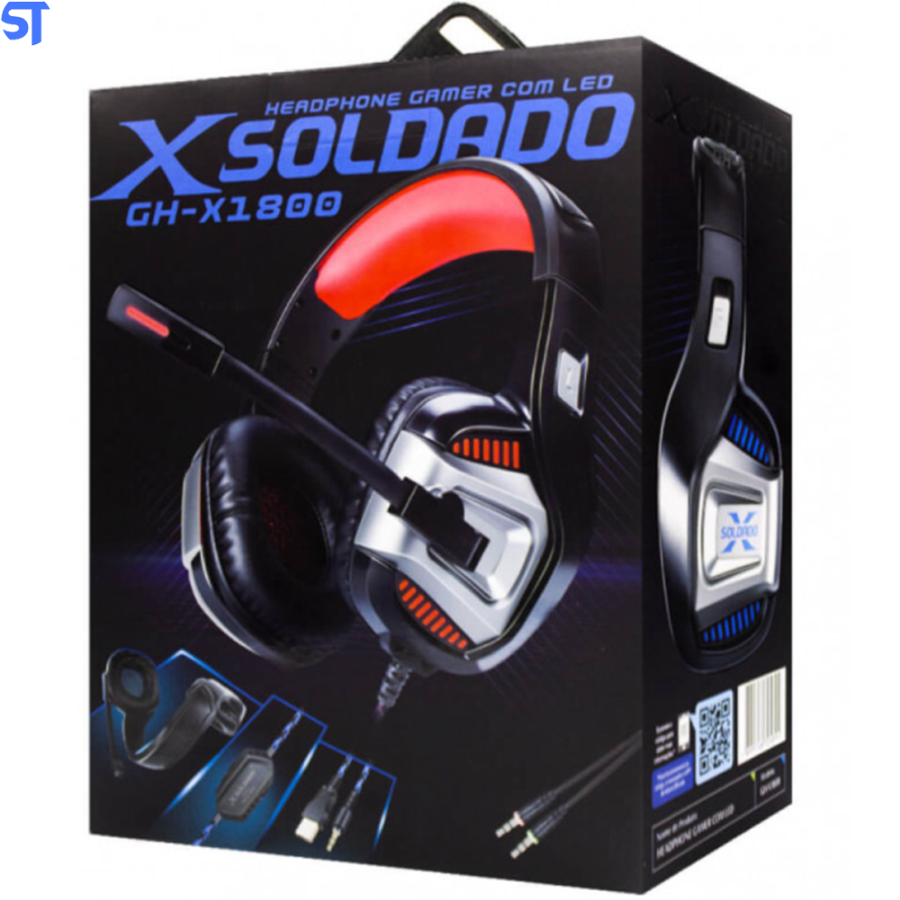 Headphone Gamer 7.1 Drive Hyperx LED Som Surround Microfone GH-X1800 Preto e Vermelho