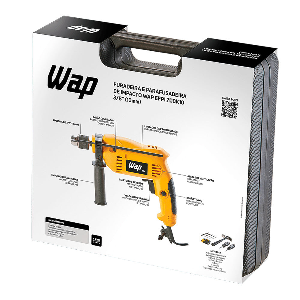 Furadeira E Parafusadeira De Impacto Wap EFPi 700K10 220V
