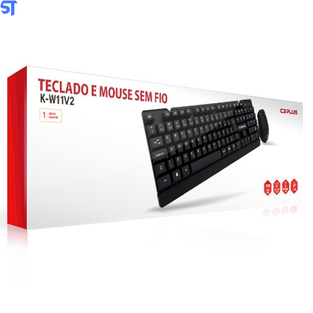 Kit Teclado e Mouse Sem Fio K-W11bkv2 C3plus