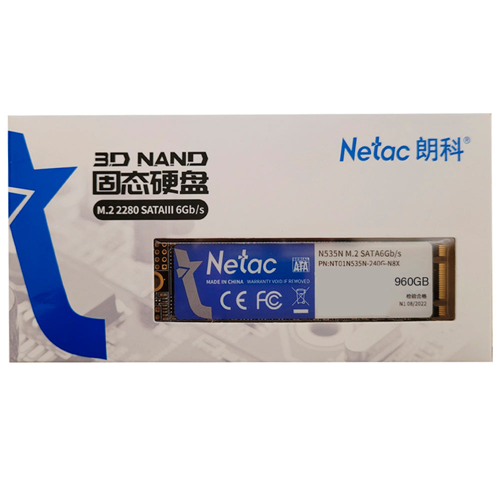 HD SSD M.2 2280 SATAIII 6GB/s 960GB Leitura 560 MB/s Escrita 520 MB/s-Netac