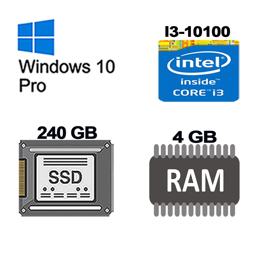 Computador Core I3-10100 3,6Ghz, Memoria 4GB 2400MHz DDR4, SSD Kingston 240 GB - Windows 10