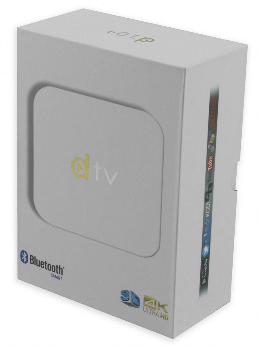 Receptor FTA dTV D10+ Ultra HD 4K Com IPTV Grátis Bluetooth DLNA Wi-Fi - Branco