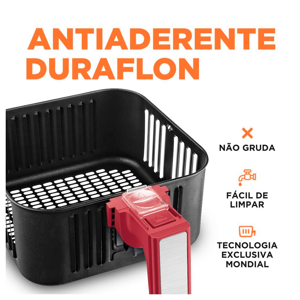Fritadeira Elétrica Air Fryer Mondial AFN-40-RI 4L Inox/Vermelha - 220V