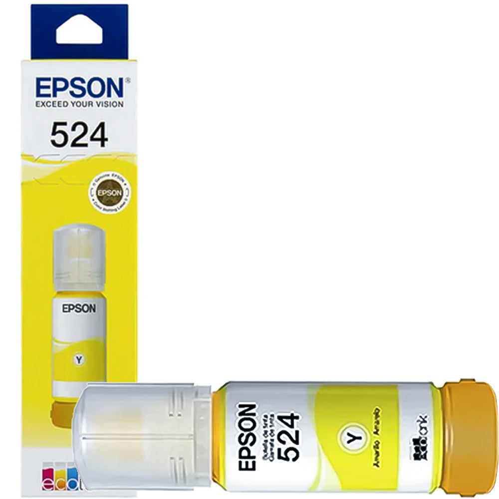 Refil de Tinta Epson 524 Amarelo Y 70ML Original T524120 Pigmentada Rendimento 6.000 Páginas L15150/ T524220/ T524320