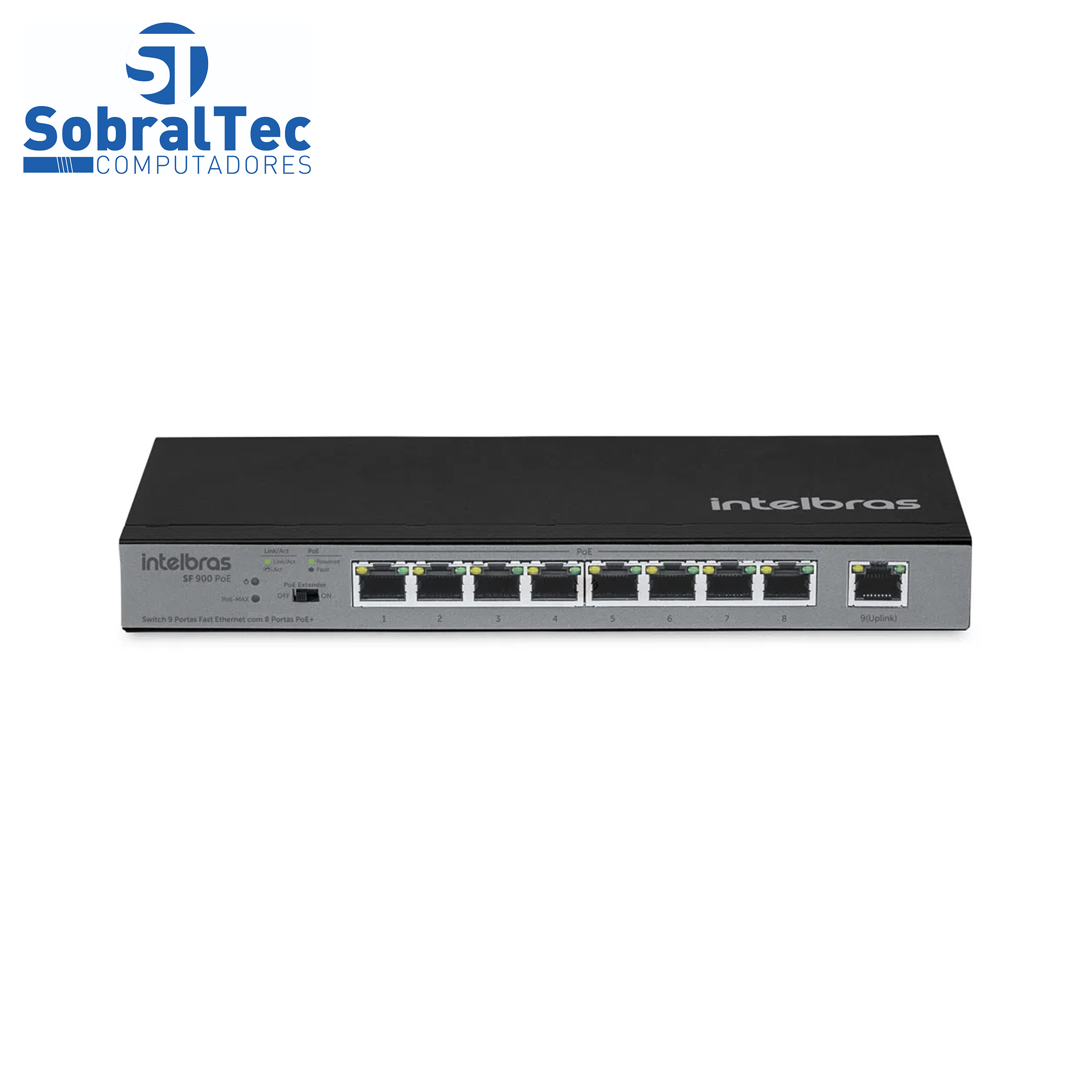Switch 9 Portas 9P Fast Com 8 Portas POE+ SF 900 POE Intelbras