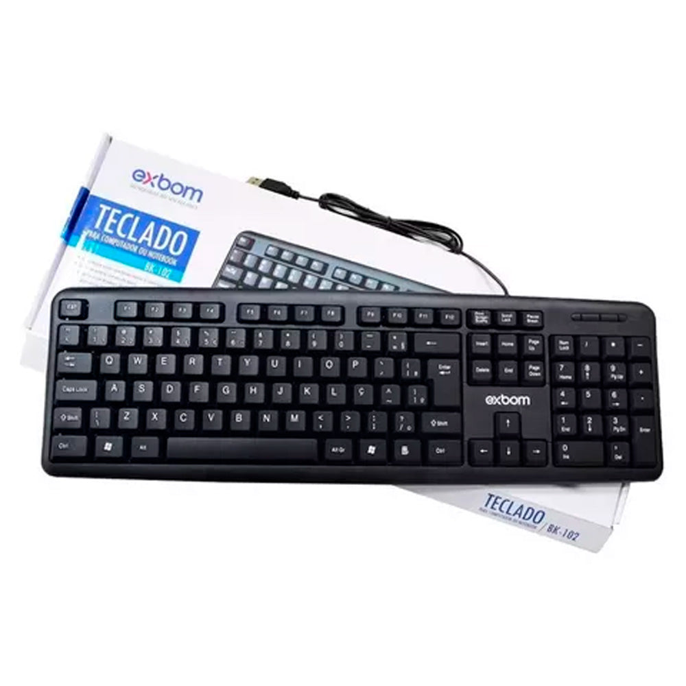 Teclado USB Standard ABNT2 Padrão Brasileiro EXBOM-BK-102