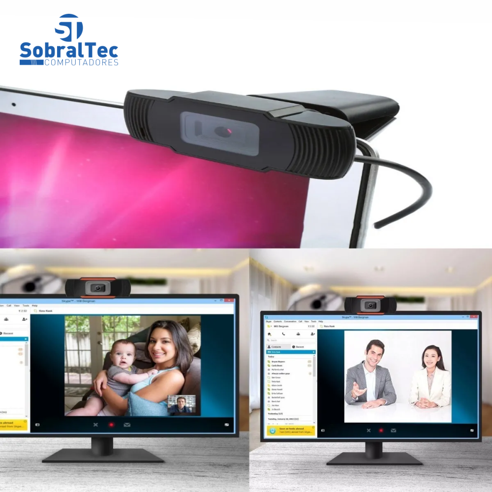 Webcam Full HD 1080 Pixels USB 2.0 Com Microfone Embutido Plug And Play AOSAIDI