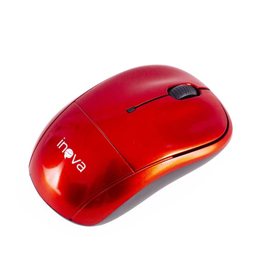 Mouse Óptico Sem Fio Wireless Usb Inova Mou-6925- Vermelho