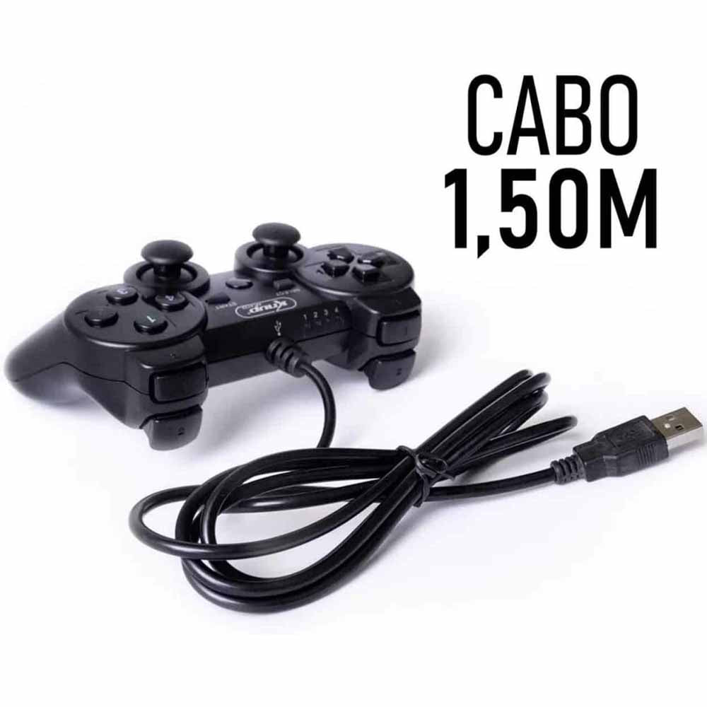 Controle Joystick Com Fio Para Ps3 e Computador Knup Kp4123 Preto