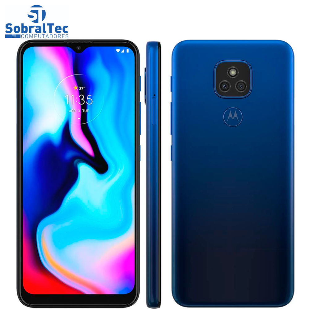 Smartphone Motorola Moto E7 Plus Azul Navy 64GB, 4GB RAM, Tela de 6.5”, Câmera Traseira Dupla, Android 10