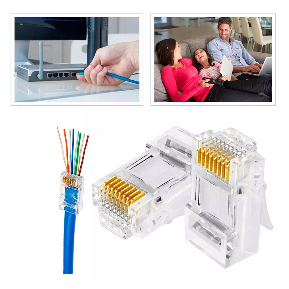 Plug Conector RJ45 Conex 1000 RJ45 CAT6 Gigabit Intelbras- (Pacote Com 50 Unidades)