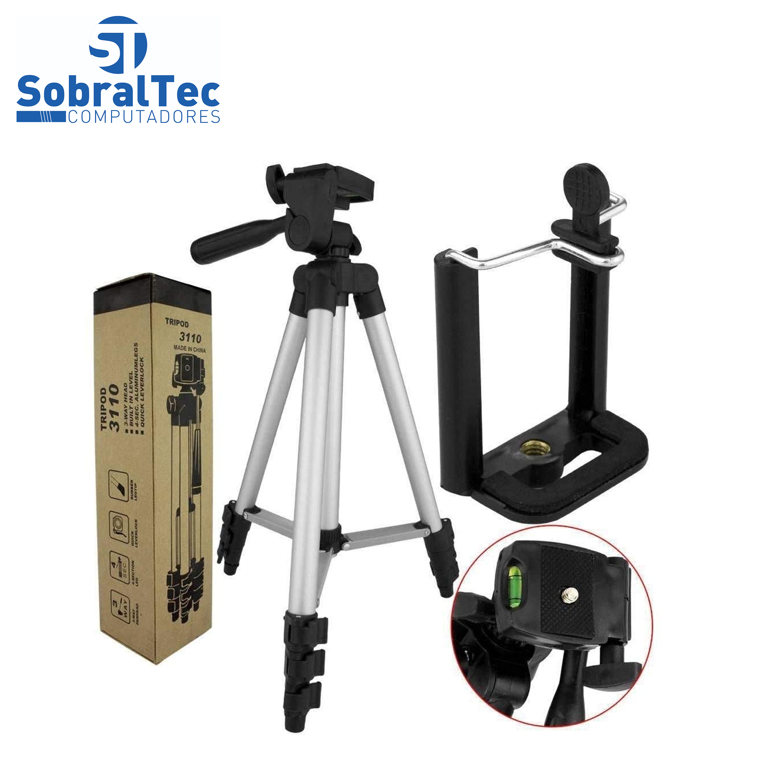 Suporte Tripé Portátil De Alumínio 1Mt Celular Câmera Com Suporte Para Celular e Capa Tripod 3110