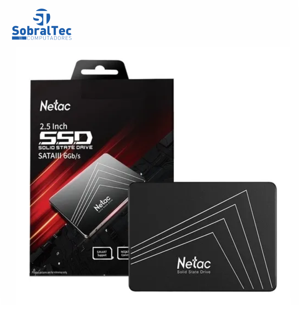 HD SSD 250GB Netac Sata 3 560mb/s para Leitura e 510mb/s para Gravação Black