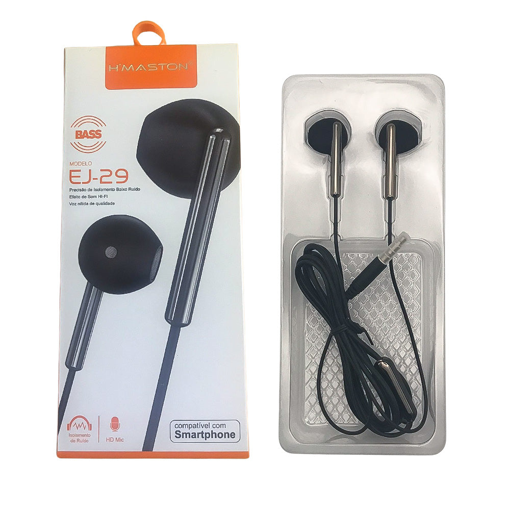 Fone De Ouvido Stereo Com Microfone H'maston Ej-29 Preto