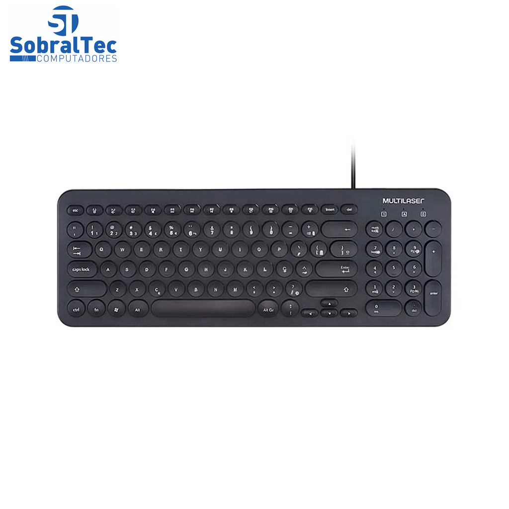 Teclado e Mouse Sem Fio Teclas Redondas Preto Usb
