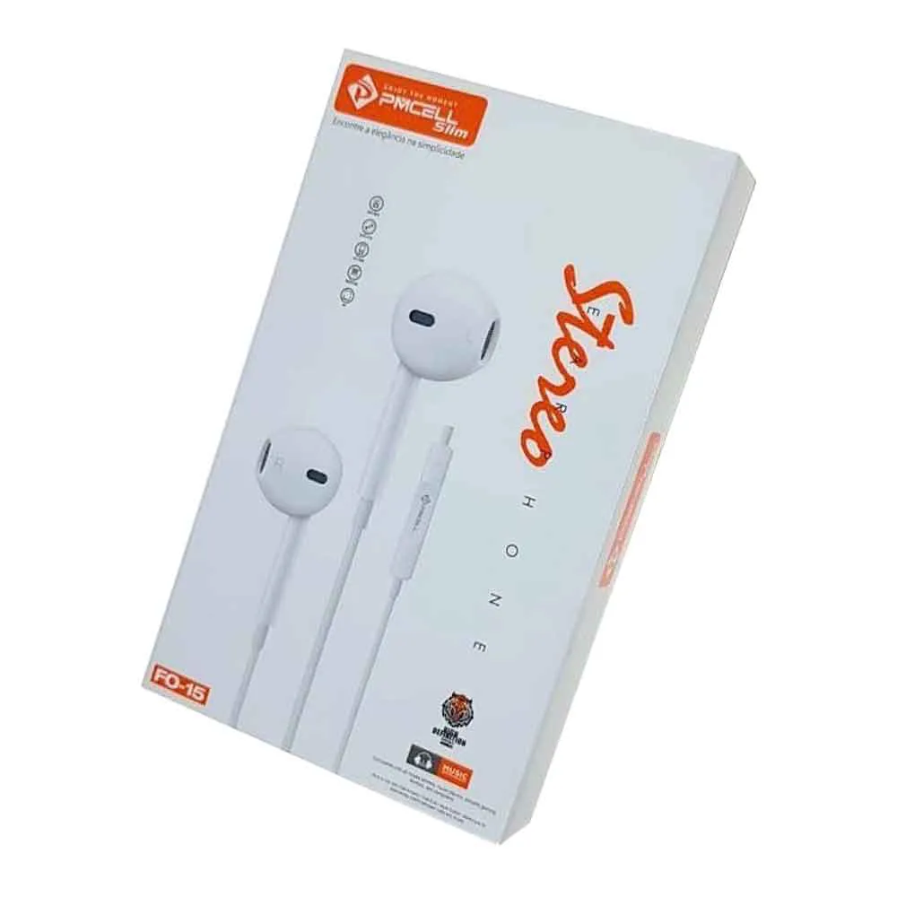 Fone De Ouvido Stereo Intra Auricular Earphone Pmcell Slim P3 Fo-15
