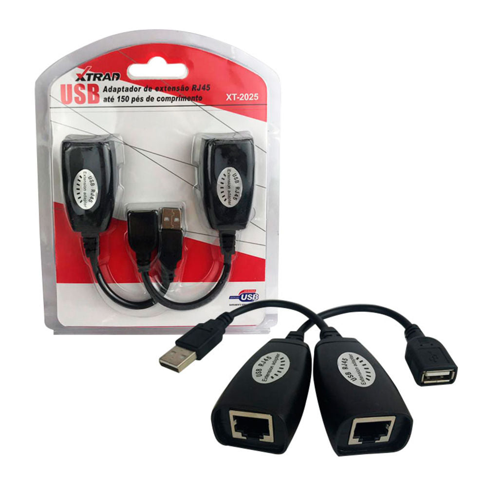 Adaptador Extensor Usb Via Rj45 Cabo De Rede Cabo Extensor Xtrad- Xt2025