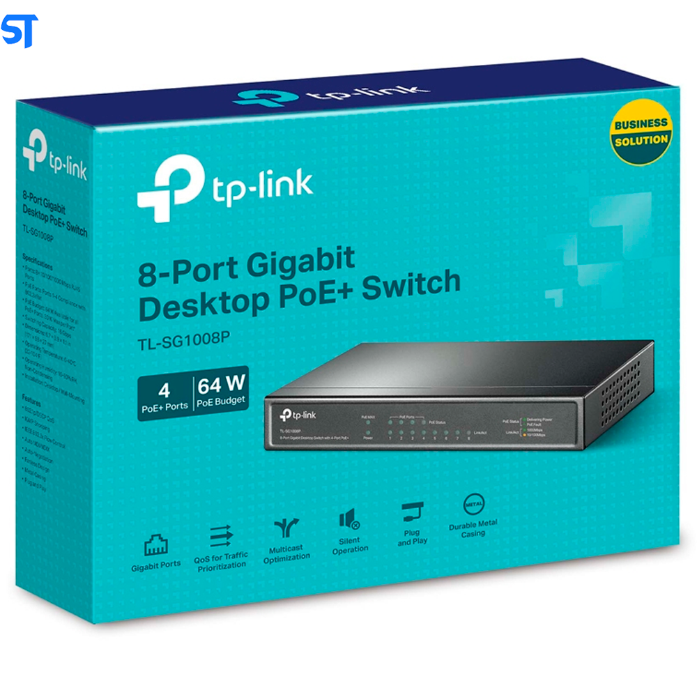 Switch 8 Portas Gigabit Com 4 Portas PoE TP-Link 10/100/1000Mbps - TL-SG1008P