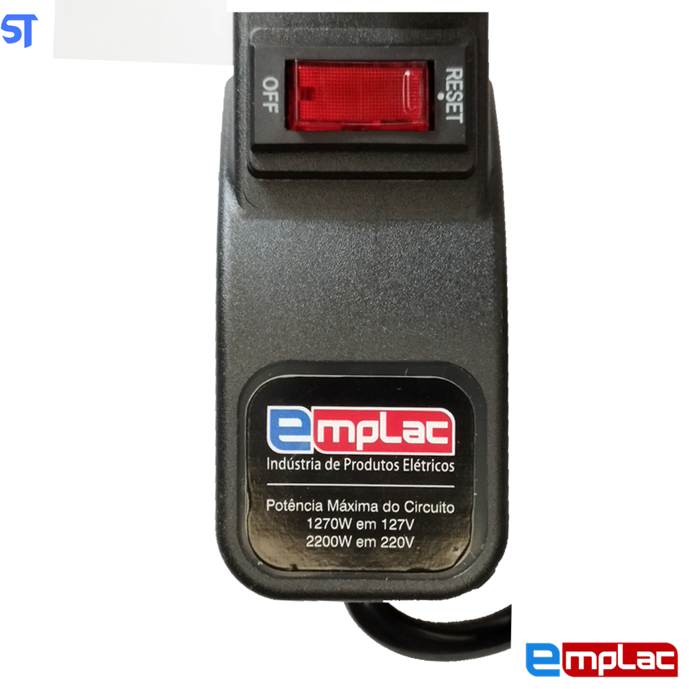 Protetor Elétrico Rearme Premium 8 Tomadas 1 Metro - Emplac