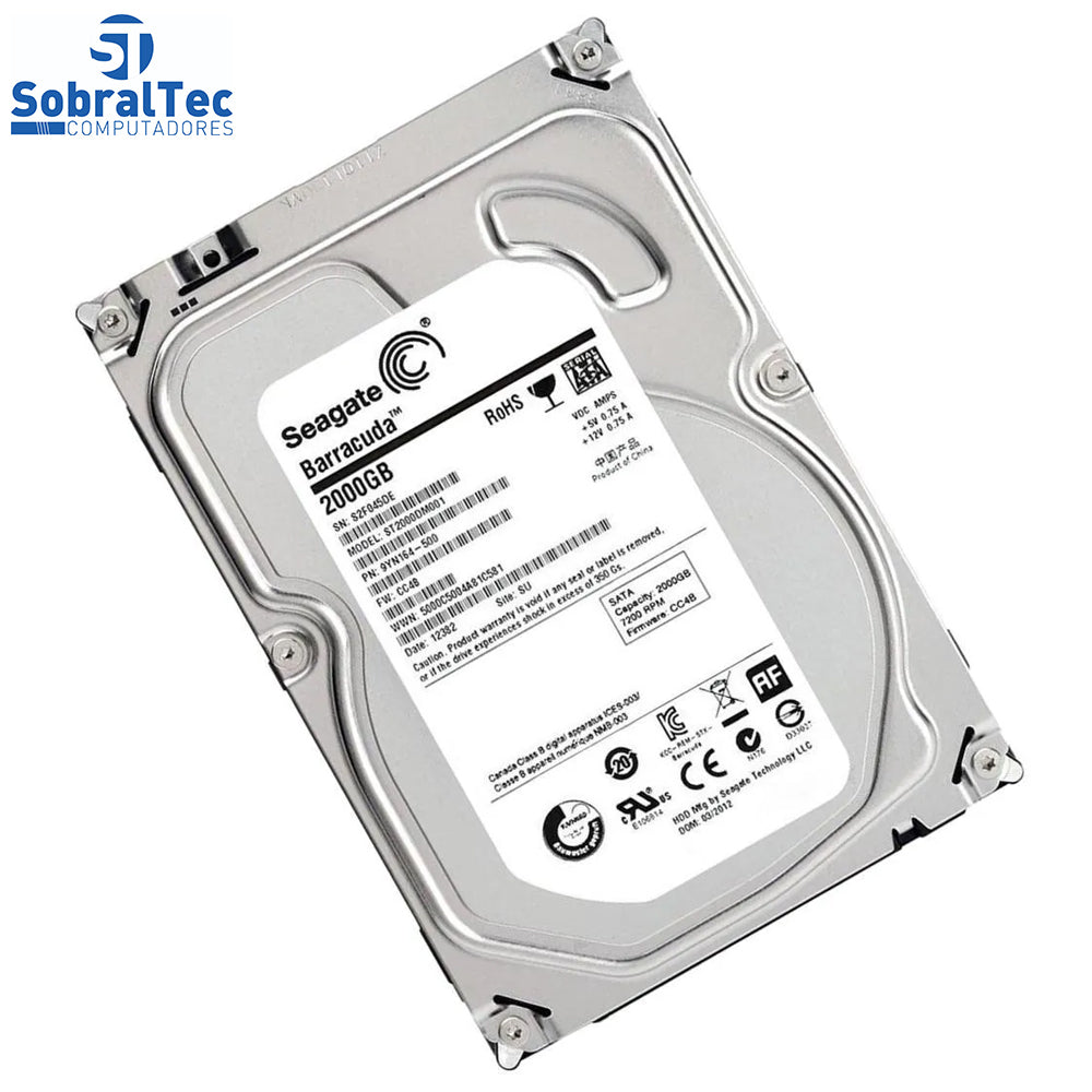 HD Interno Desktop Seagate SATA3 2TB Pull ST2000DM001