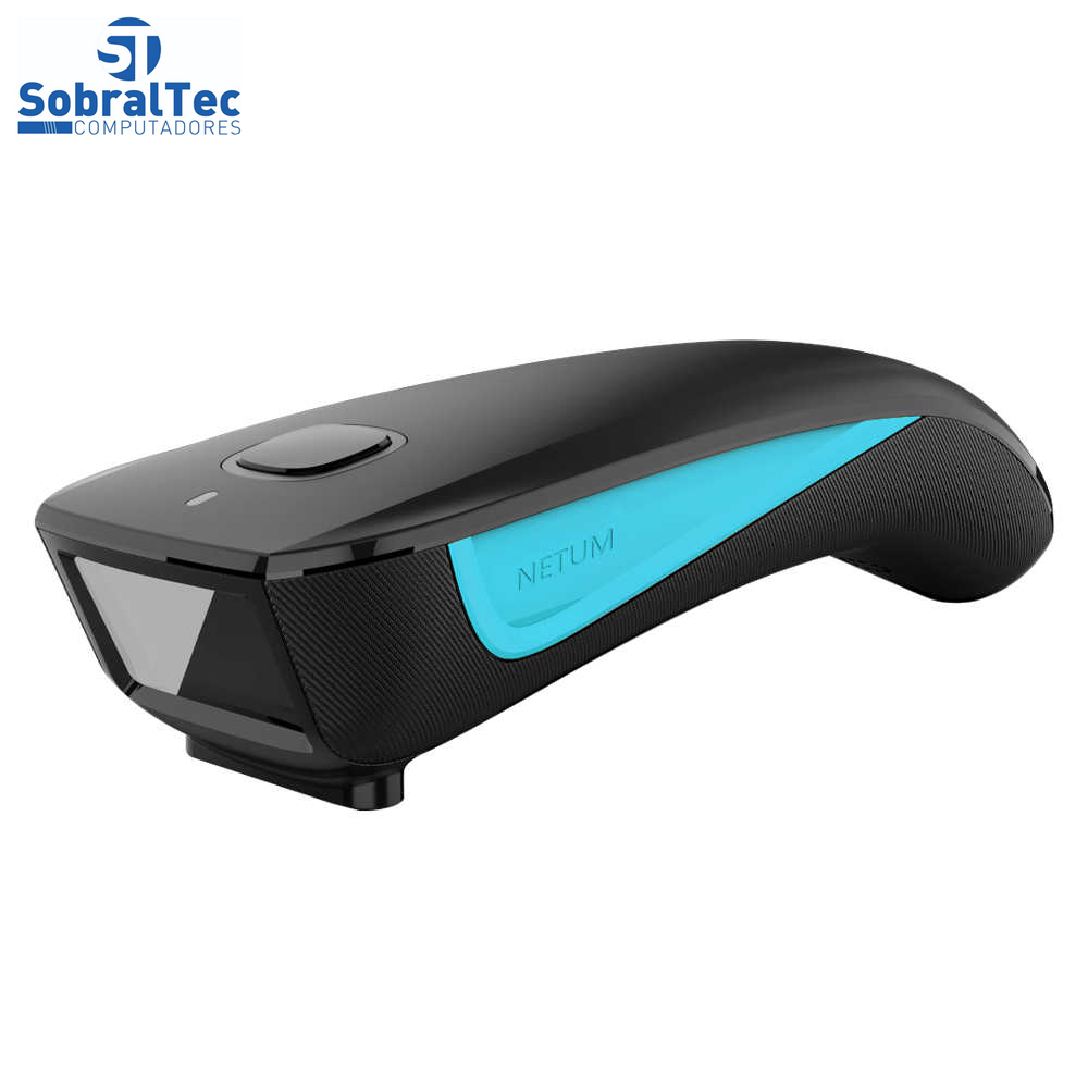 Leitor Código De Barras Bluetooth E USB NETUM C750 Preto Com Azul