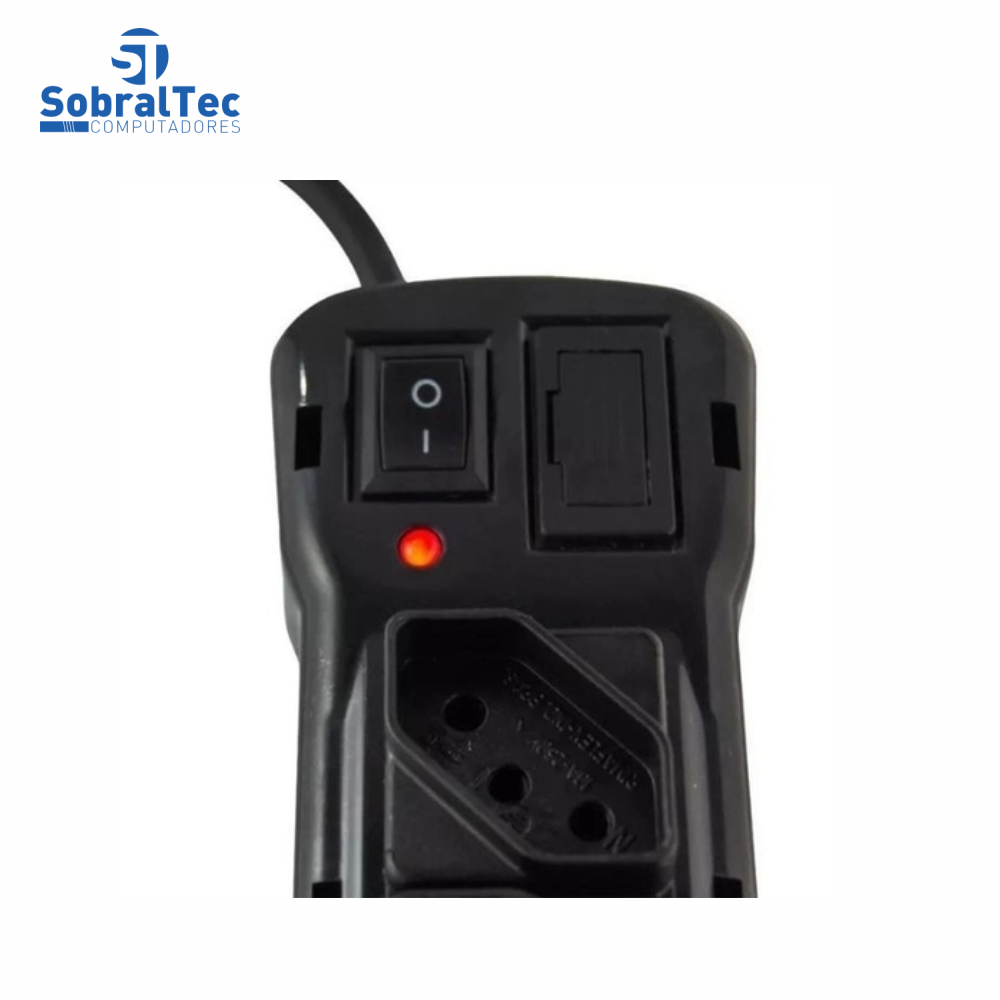 Filtro de Linha Protetor Eletronico Bivolt Preto 6 Tomadas 1 Metro Fiolux