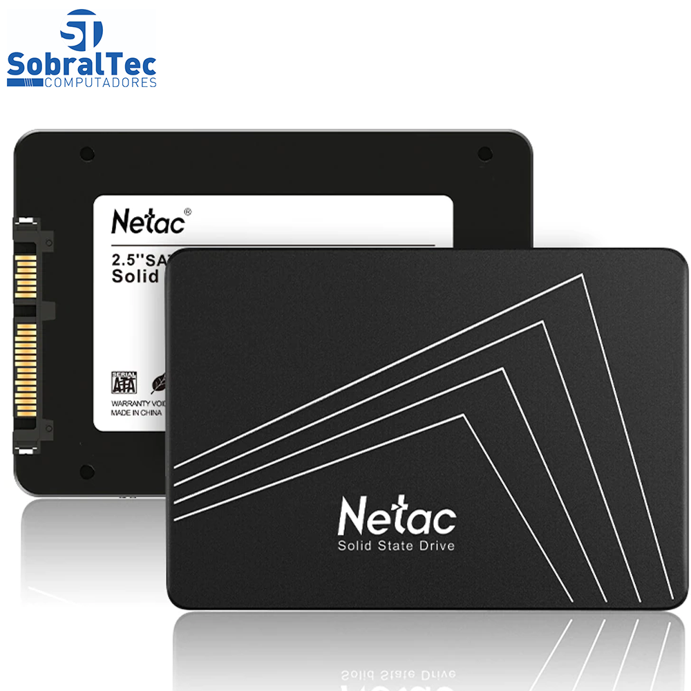 HD SSD 256Gb Netac Sata 3 500mb/s para Leitura e 490mb/s para Gravação Black