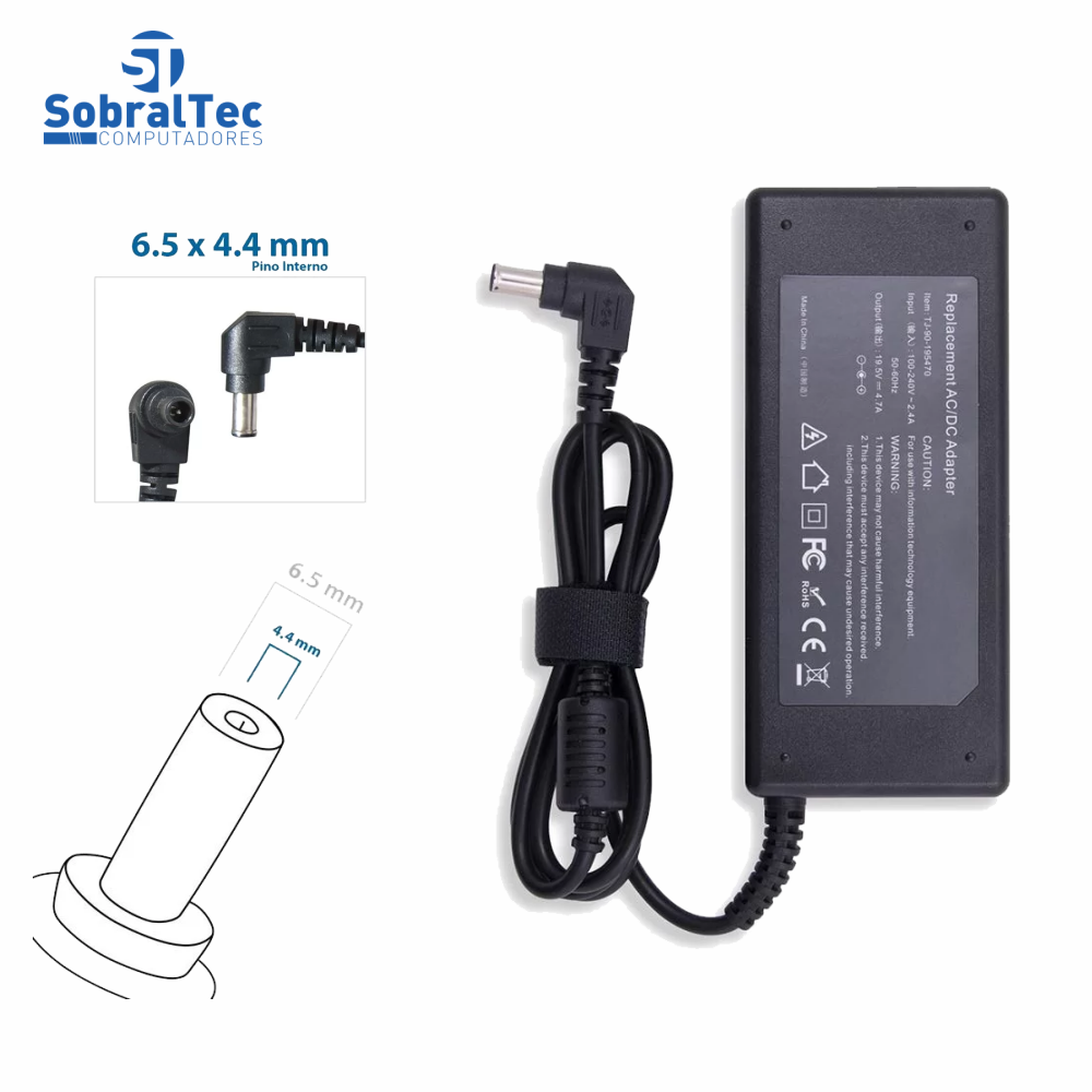 Fonte BringIT Compativel Com Sony Vaio - 19.5V 4.7A 92W - 6.5Mmx4.4Mm - Agulha