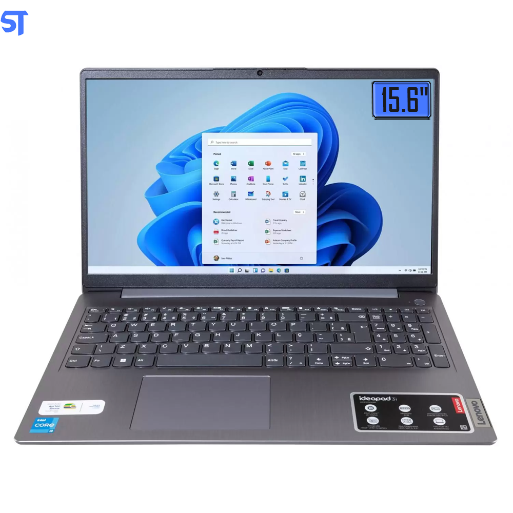 Notebook Lenovo IdeaPad 3i Core i3-1115G4 4GB-SSD 256GB  Intel UHD Graphics Windows 11 15.6", Cinza, 82MD000ABR