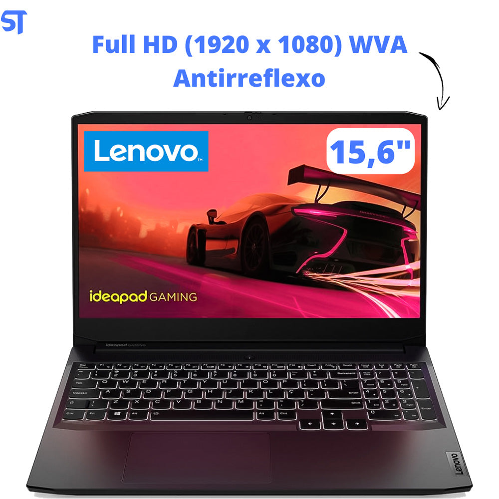 Notebook Gamer Lenovo Gaming 3 Ryzen 7-5800H, GTX1650, 8GB RAM, SSD 256GB, 15.6 Full HD Windows 11 Preto, 82MJ0001BR