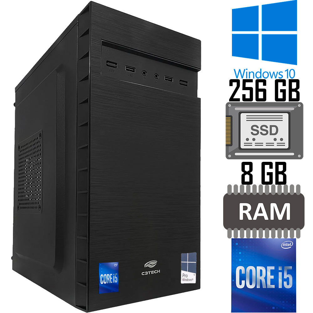 Computador Core i5-2320-SSD 256GB-Memória Ram 8GB-Gab MT-32BK- Windows 10