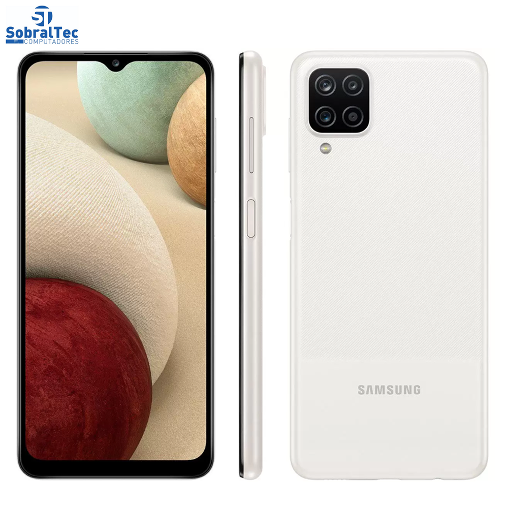 Smartphone Samsung Galaxy A12 64GB 4G - Octa-Core 4GB RAM 6,5” Câm. Quádrupla + Selfie 8MP - Branco