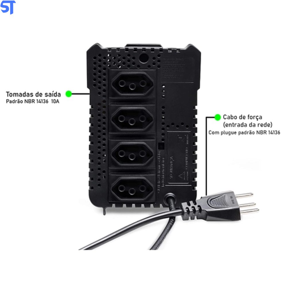 Estabilizador SMS Revolution Speedy 300VA, Entrada e Saída de 115V, 4 Tomadas - USP300S