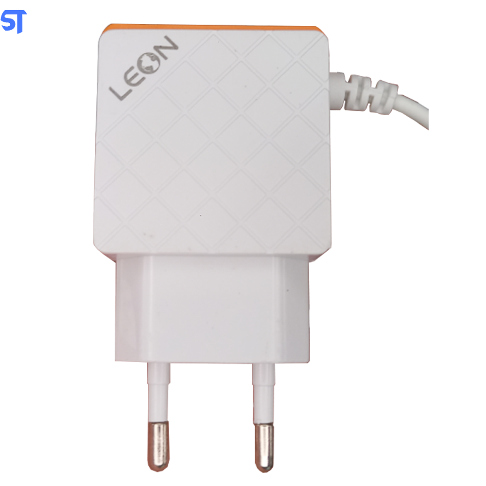 Carregador Turbo Tipo C Leon 4.8A Com Duas Portas USB Branco - Leon-8001