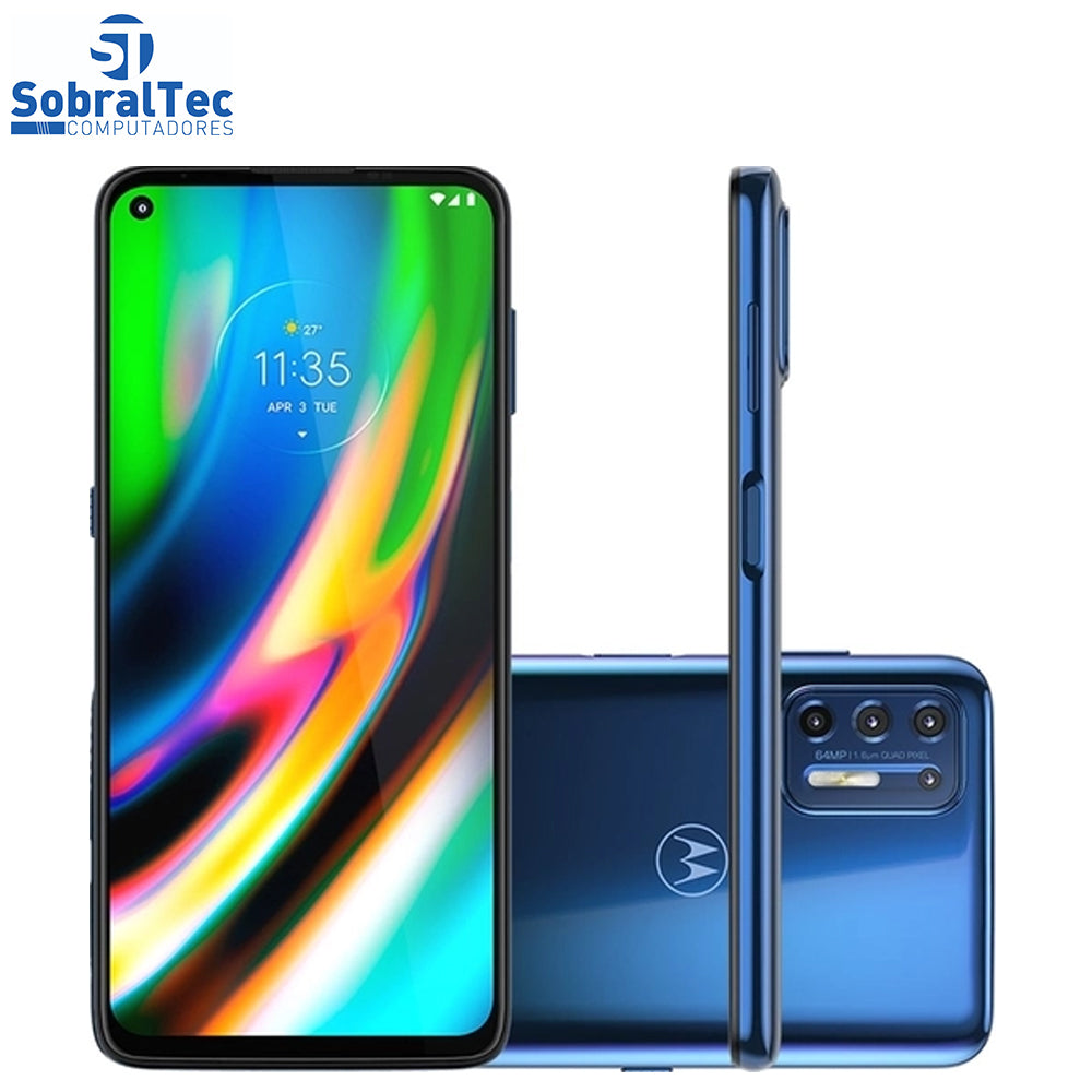 Smartphone Motorola Moto G9 Plus 128GB Azul Indigo - Octa-Core 4GB RAM 6,8” Câm. Quádrupla+Selfie 16MP