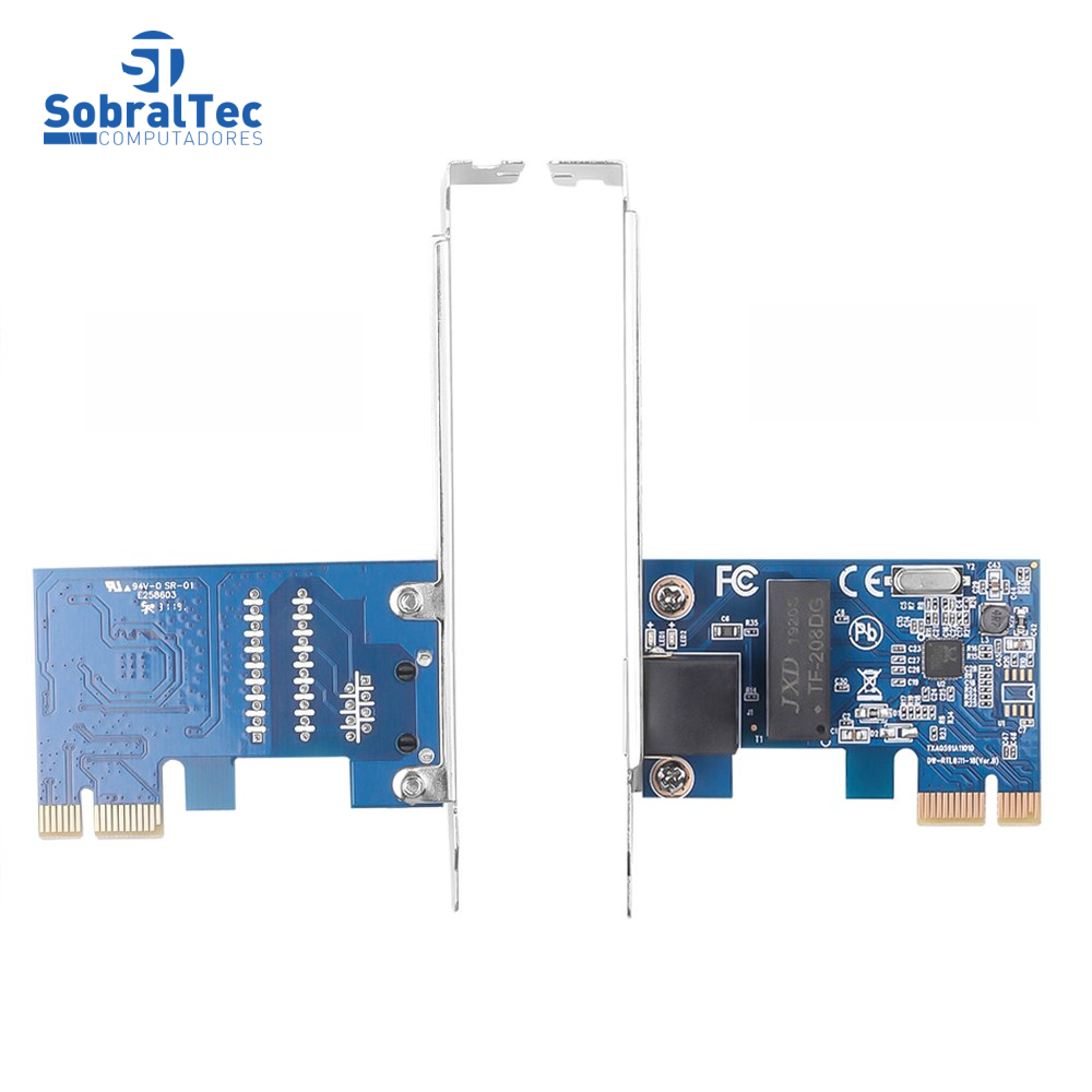 Placa De Rede Pci Express RJ-45 10/100/1000Mbps Gigabit Realtek Kebidu X4-02