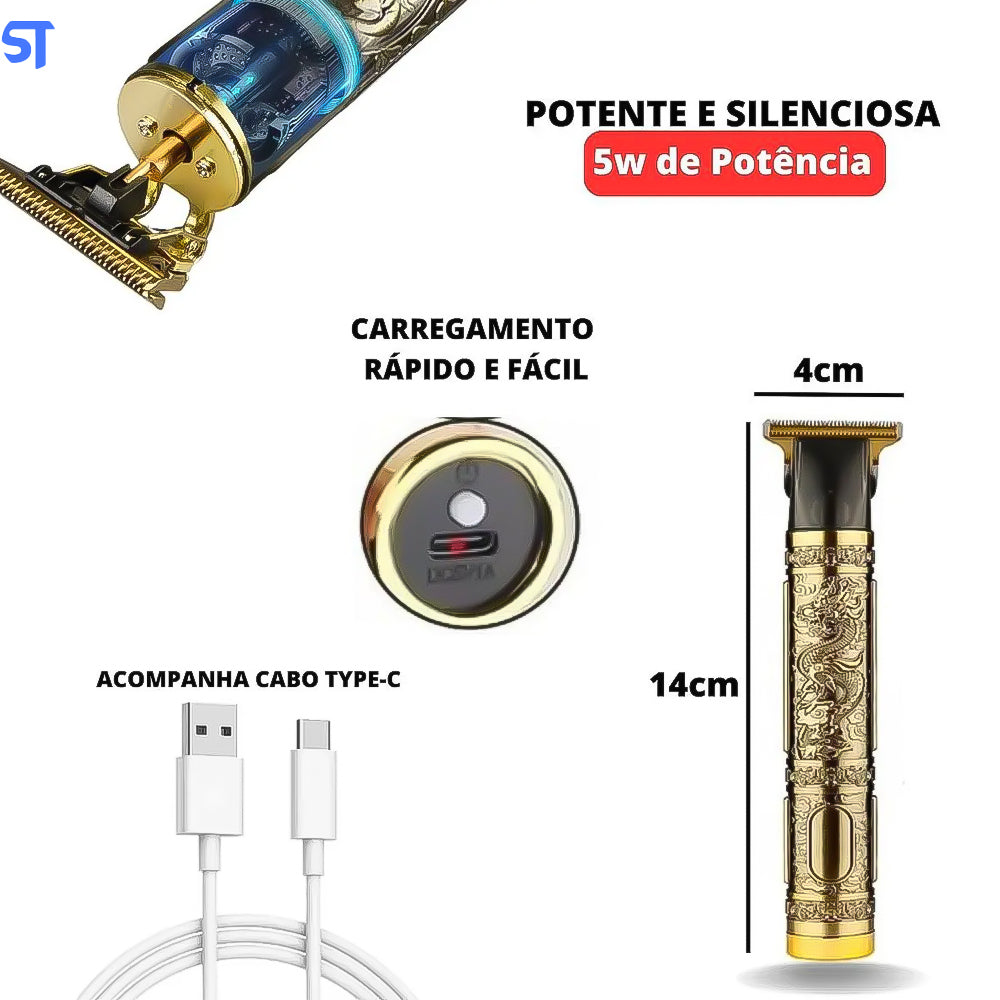 Maquina de Corte USB Para Cabelo/Barba Acabamento Dragão