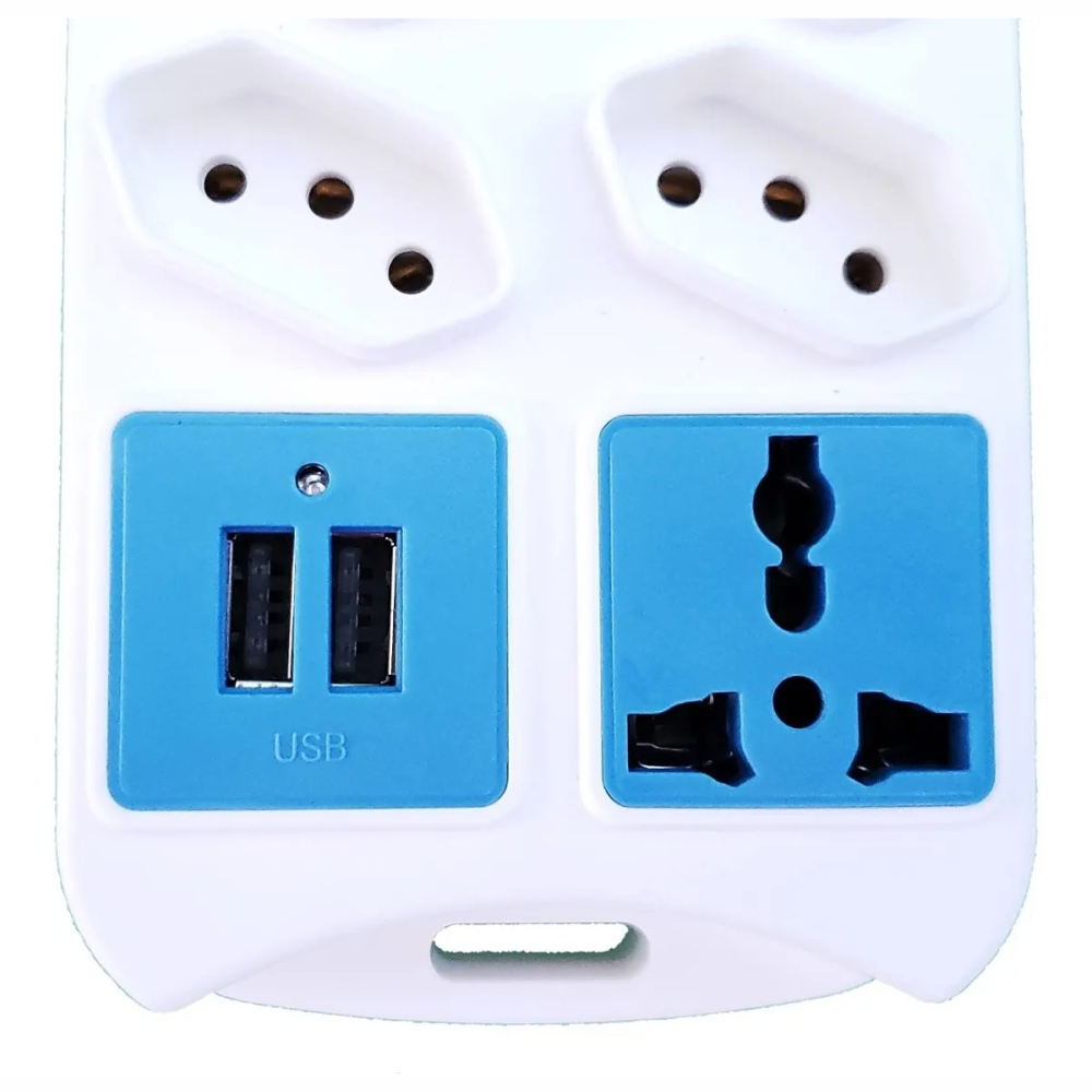 Filtro De Linha Com Interruptor, 8 Tomadas, 2 Usb, 1 Tomada Universal XZ MF8208