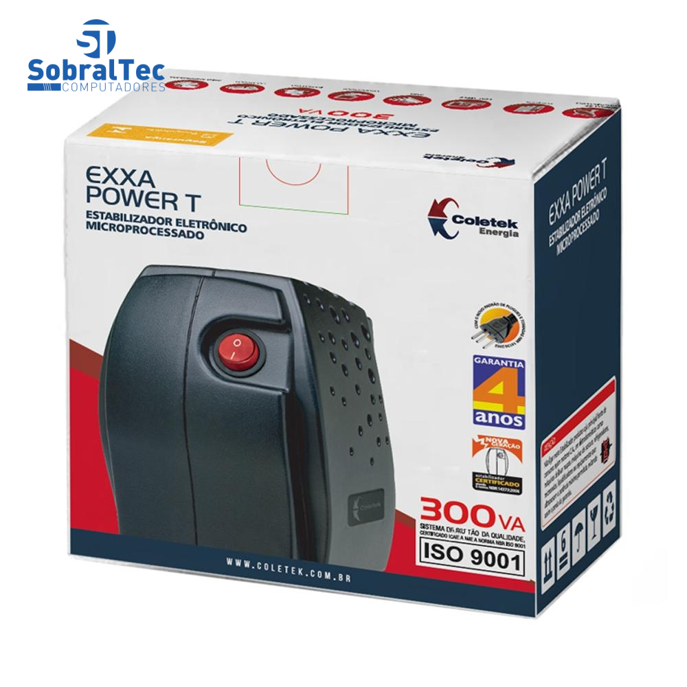 Estabilizador Exxa Power T 300va Mono 115v/115v 4 Tomadas Coletek