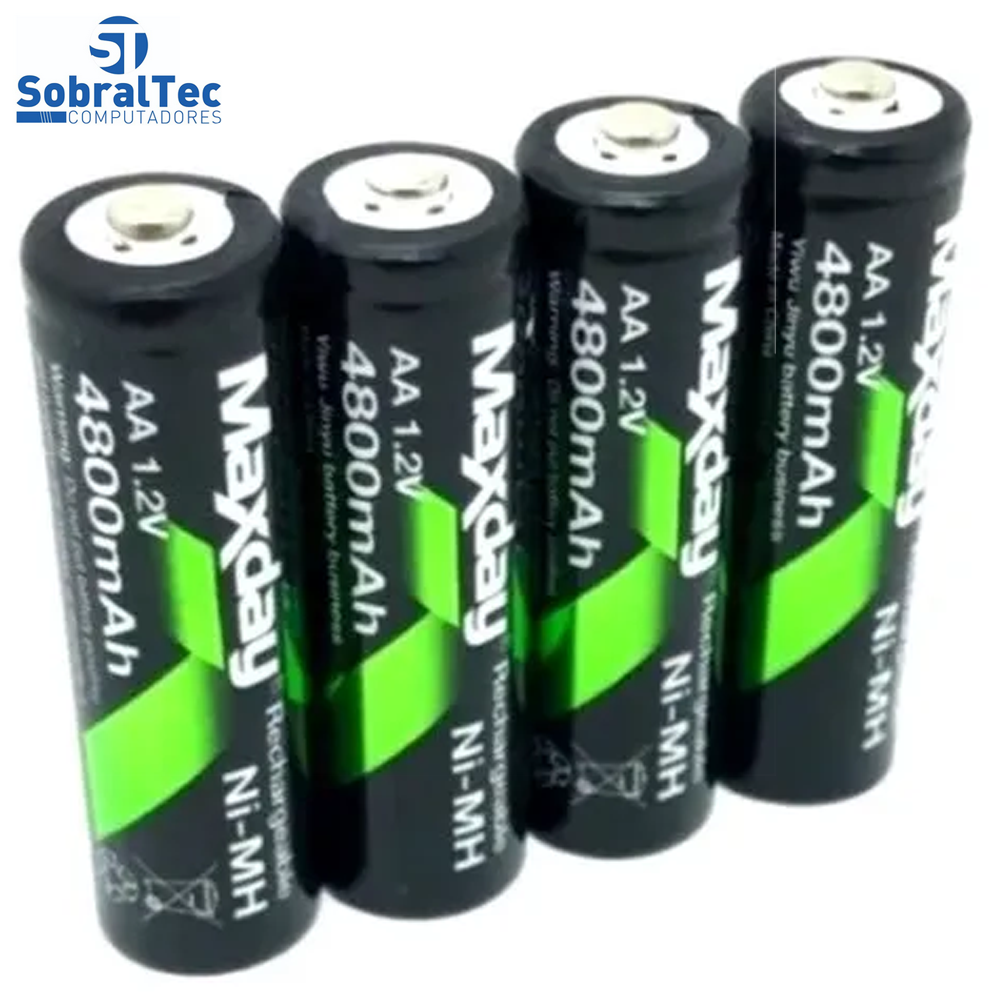 Pilhas Recarregáveis AAA De 2800mah 4 Unid -MaxDay Ni-MH