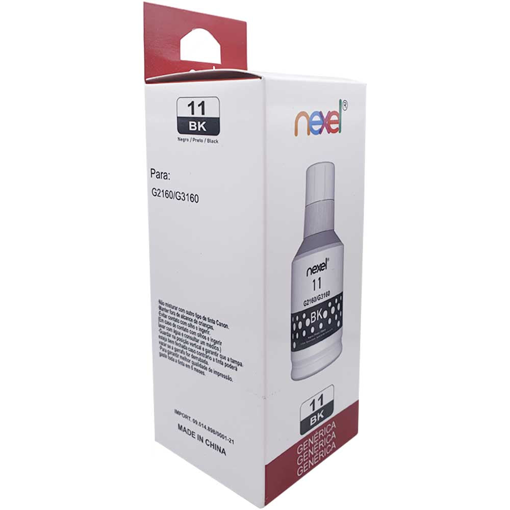 Refil De Tinta Compativel Canon Nexel Preto BK 11 G2160/G3160 135Ml
