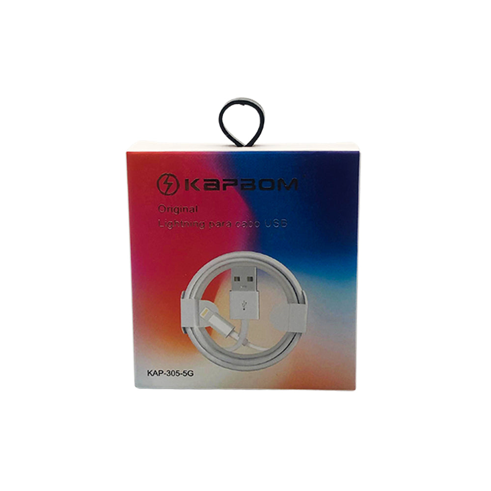 Cabo de Carregador Iphone Lightning para USB Branco Kapbom - KAP-305-5G