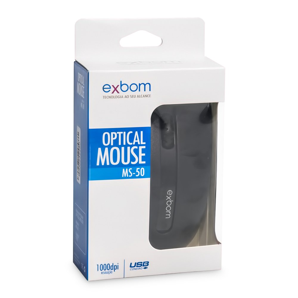 Mouse Usb Óptico Com Fio 2.0 1000dpi Exbom MS-50