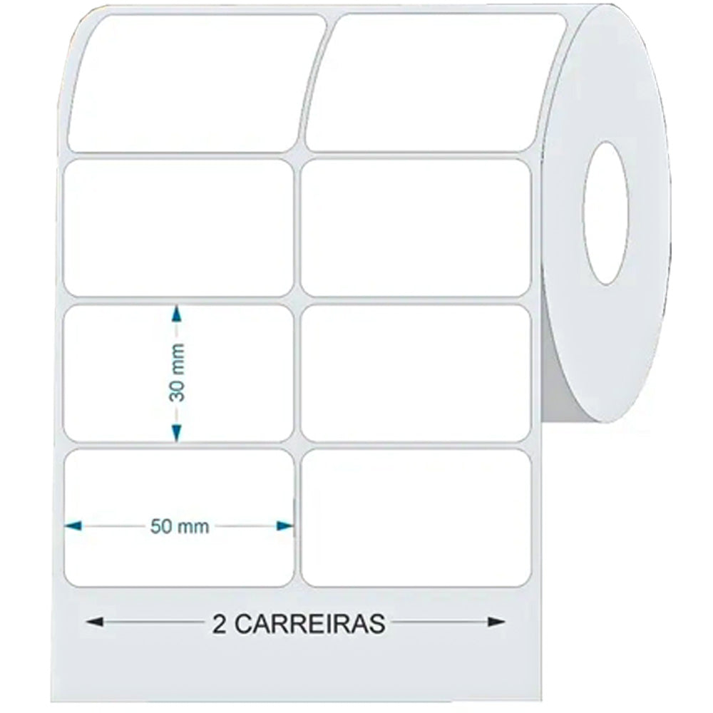 Rolo de Etiqueta 5x3 Cm | 50x30 Mm Couche Adesiva Branco 2 colunas  1876 etiquetas