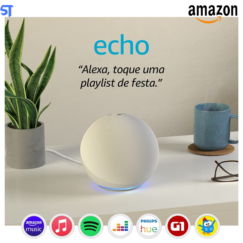 Echo (4ª Geração) Com Som Premium, Hub de Casa Inteligente e Alexa - Cor Branca