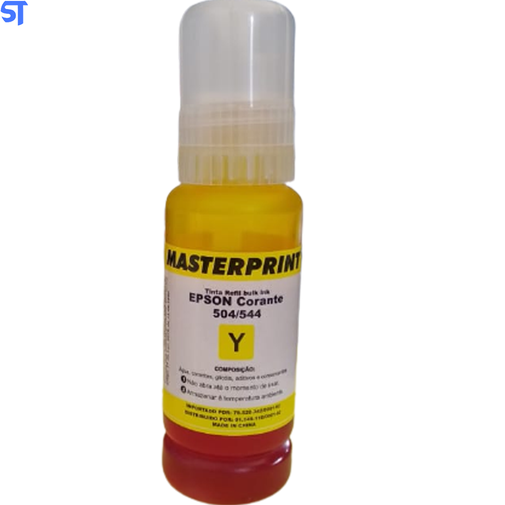 Refil de Tinta Epson Corante 504/544 Amarelo 70ML Masterprint Para Ecotank L4150 / L4160 / L4260 / L6171 / L6161 / L