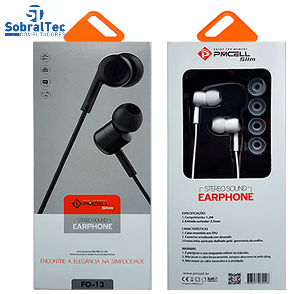 Fone De Ouvido Intra-Auricular Com Microfone PmCell Slim Fo-13