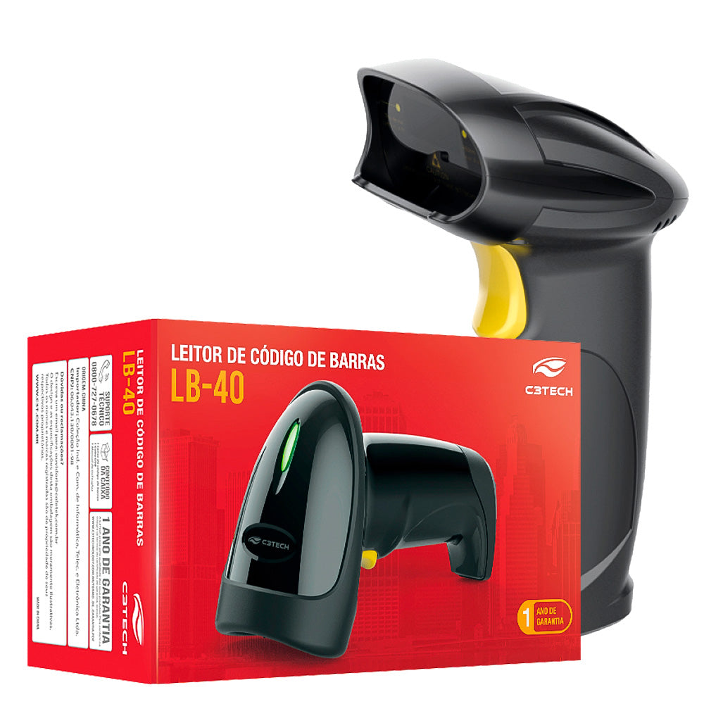 Leitor de Código de Barras 1D USB LB-40BK C3Tech